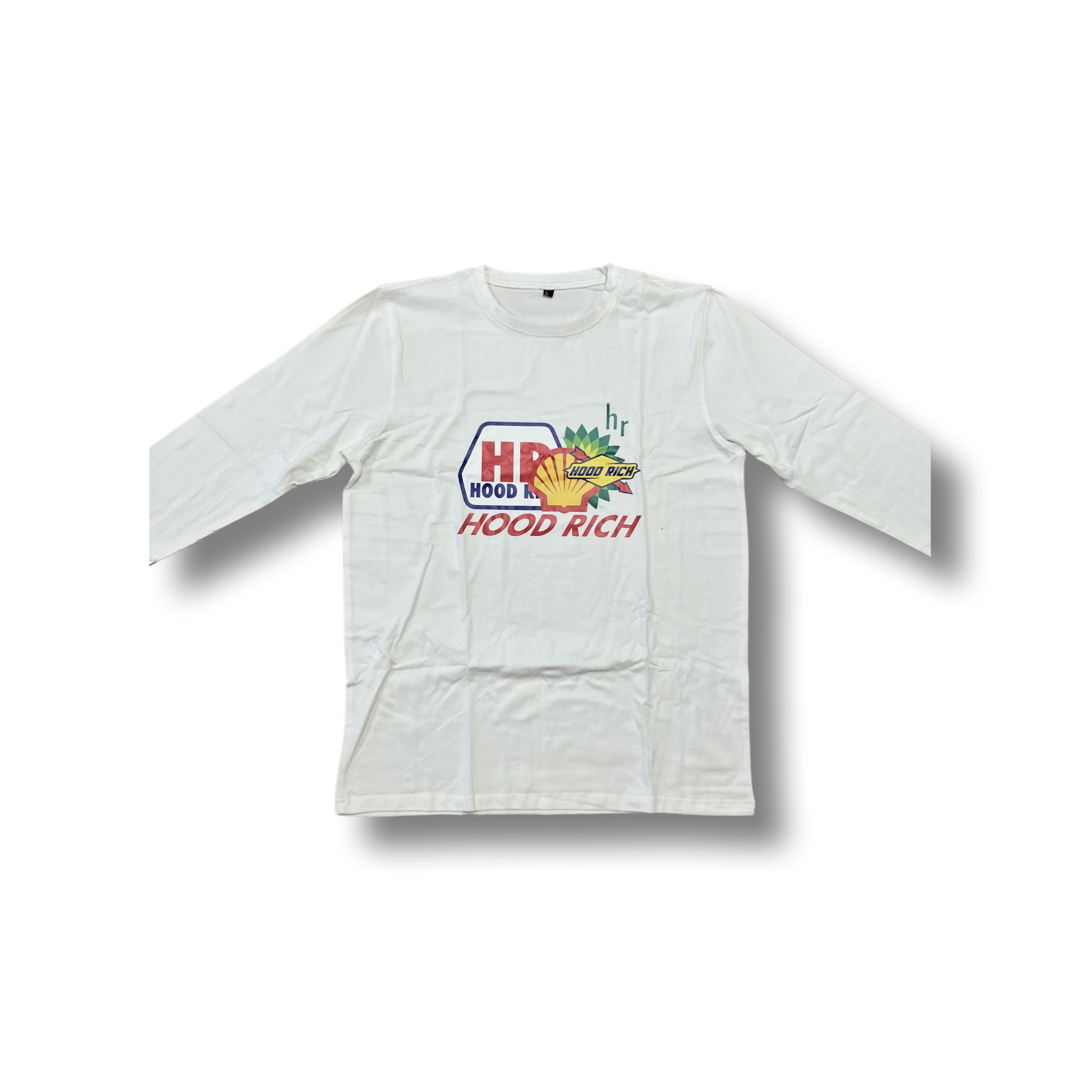 White “Gas Station” Long Sleeve T-Shirts