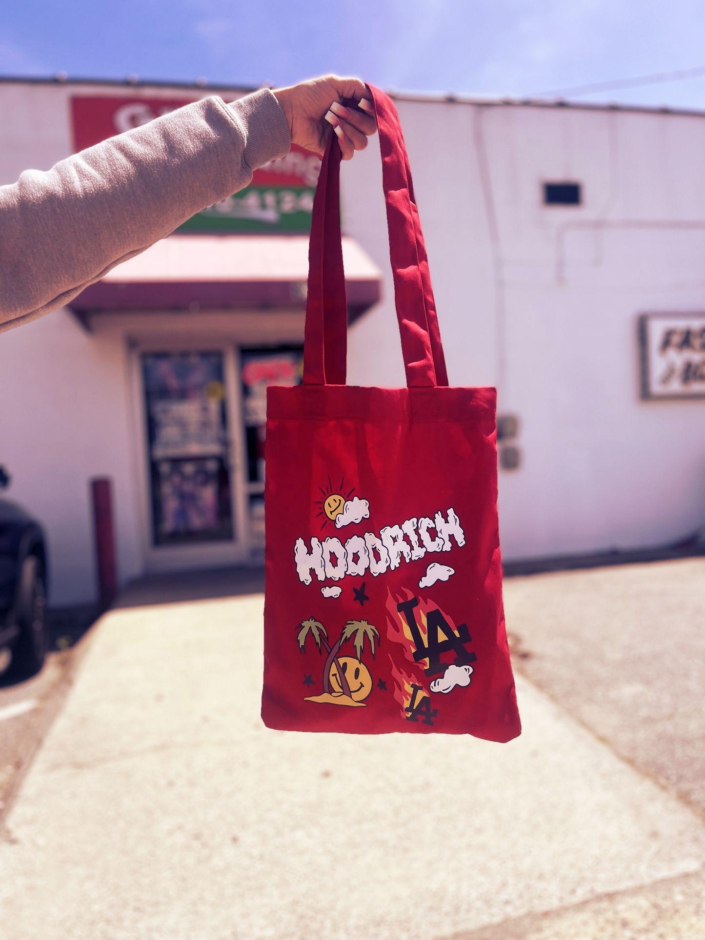 Red LA Tote Bag