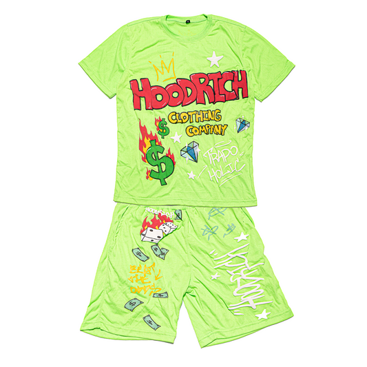 Green Trapoholic Shirt & Shorts Set