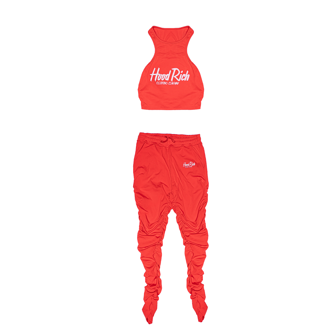 Red Womens Stacked Tracksuit