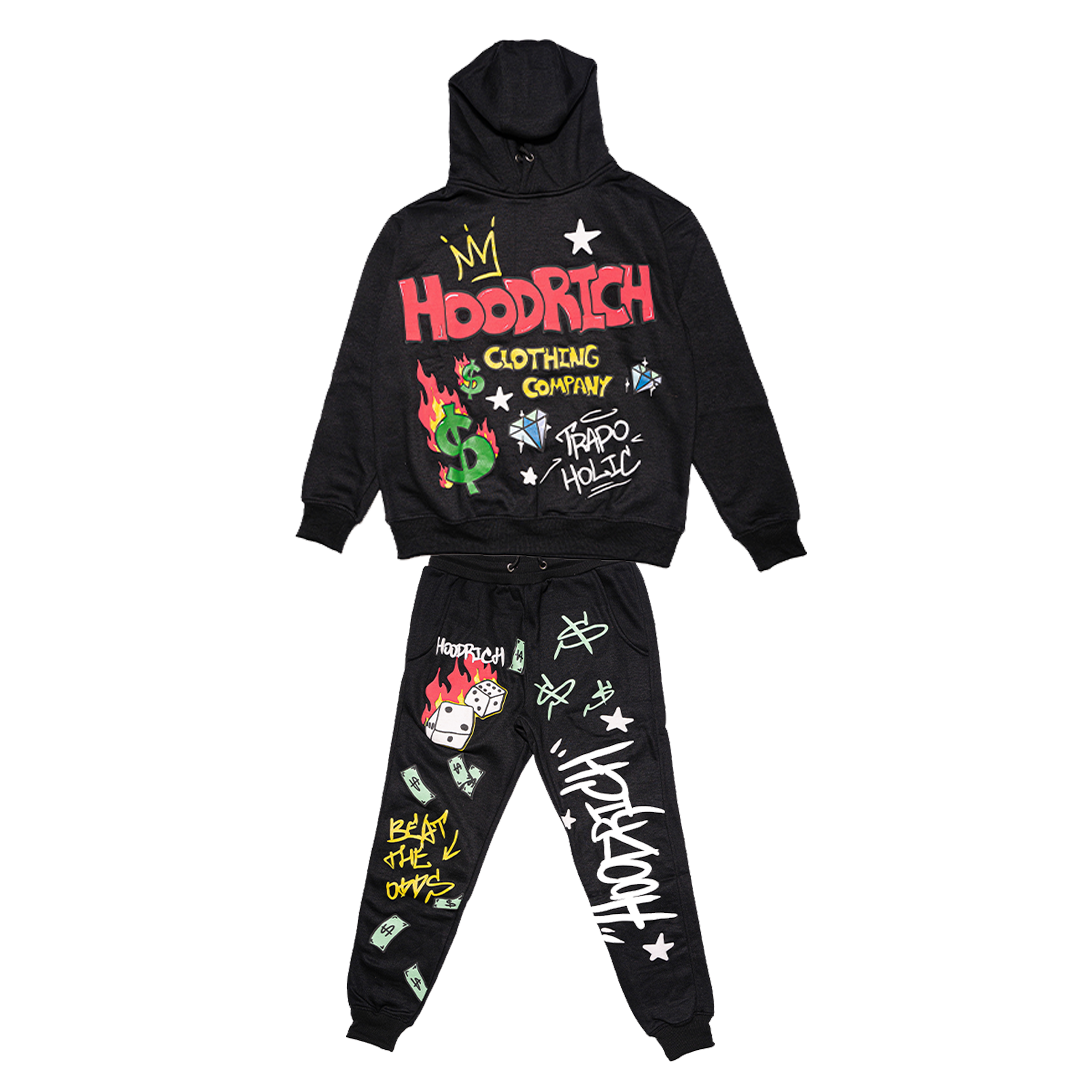 Black Trapoholic Hoodie & Pants Set