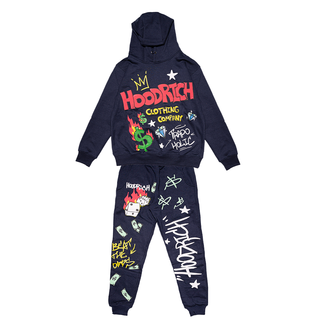 Navy Trapoholic Hoodie & Pants Set