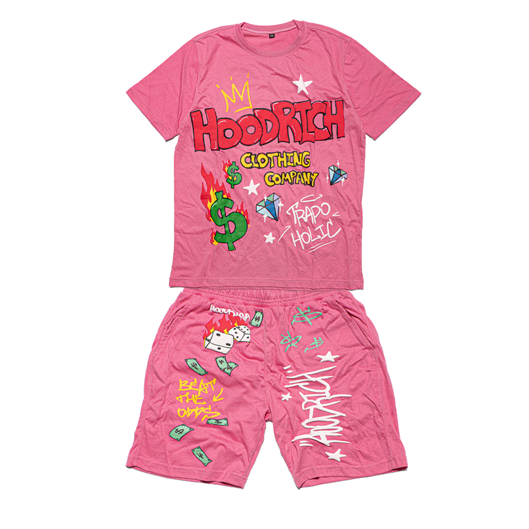 Pink Trapoholic Shirt & Shorts Set