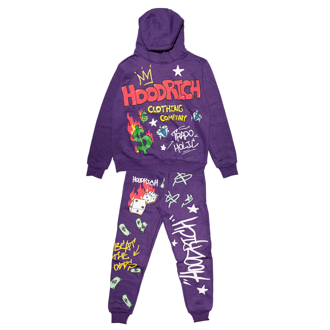 Purple Trapoholic Hoodie & Pants Set