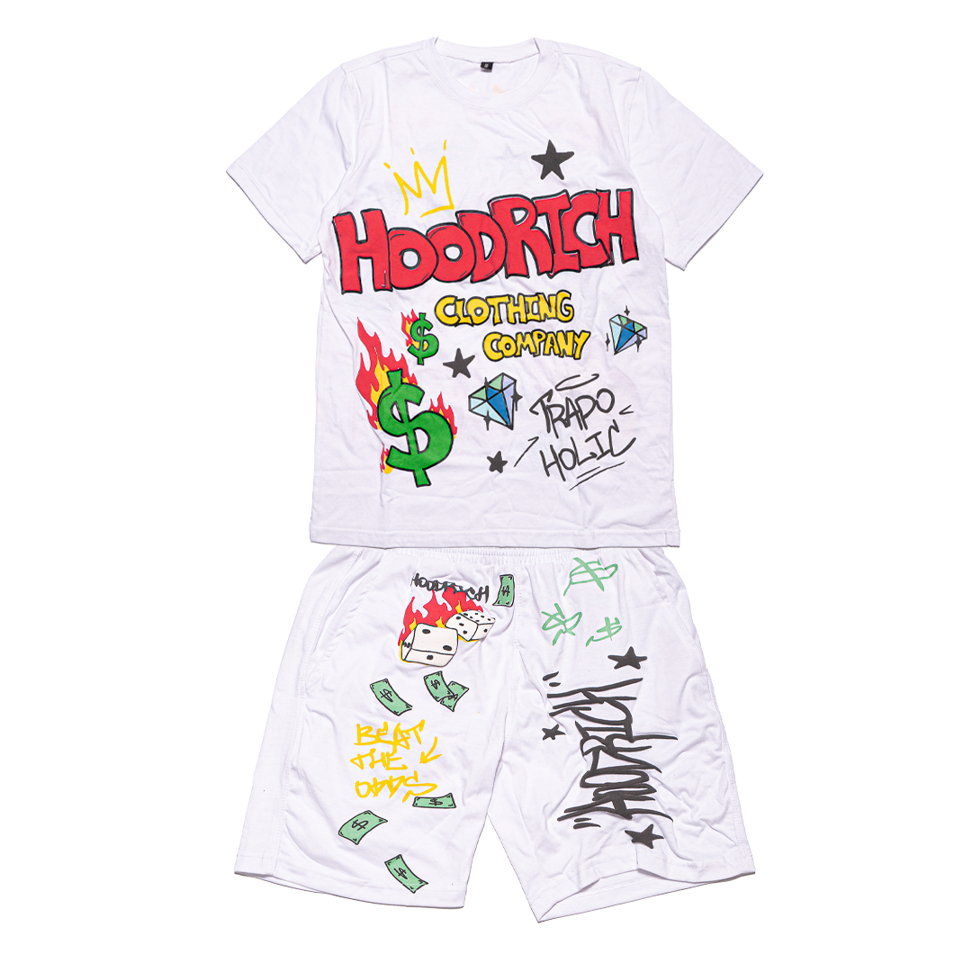 White Trapoholic Tshirt & Shorts Set
