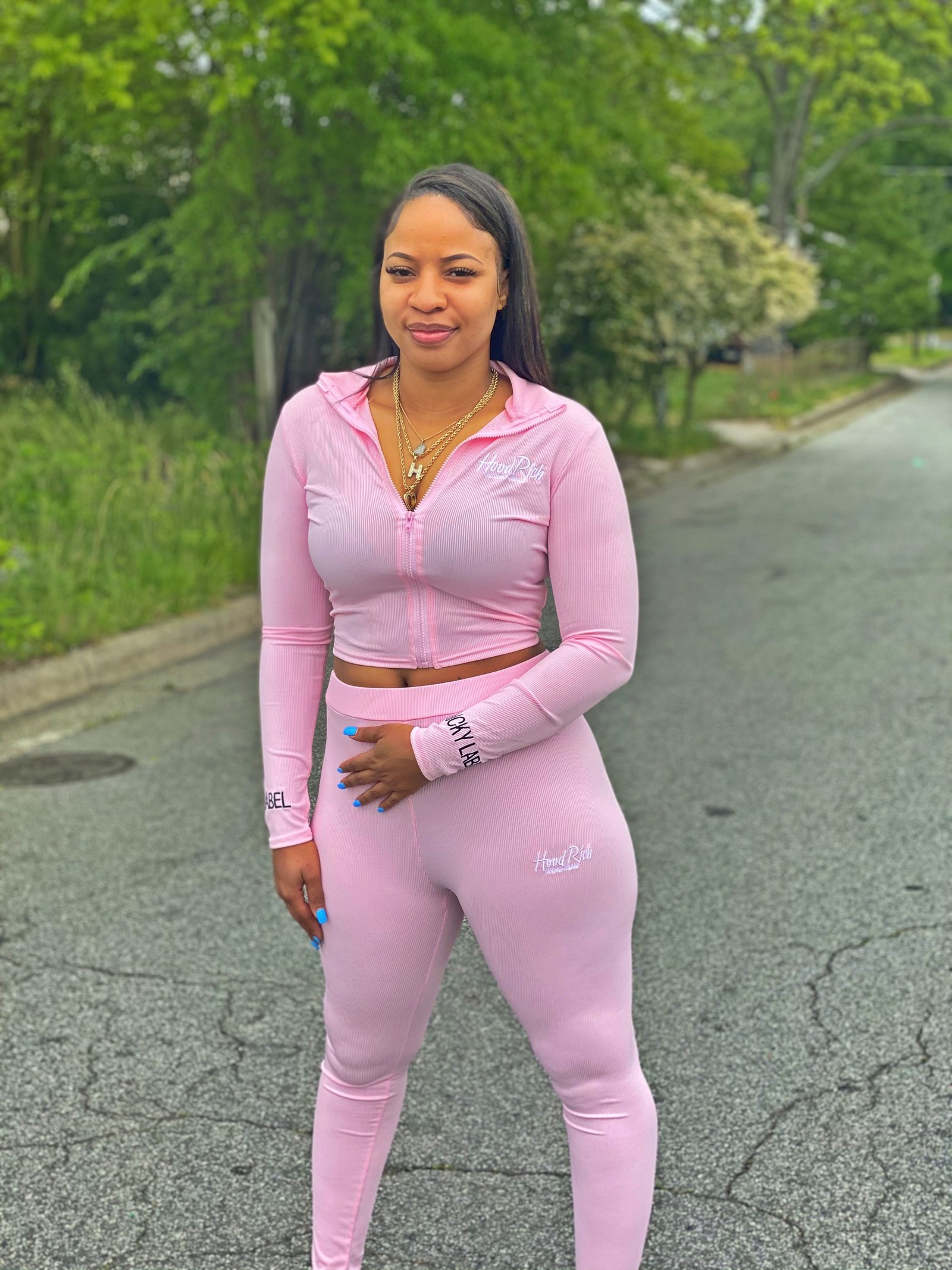 Pink “Lucky” HoodRich Outfit
